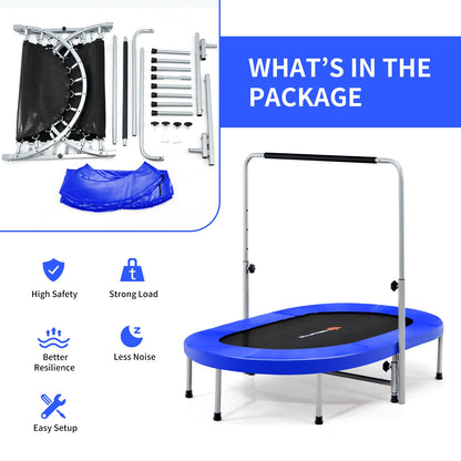 2-Person Foldable Fitness Trampoline with Adjustable Handle