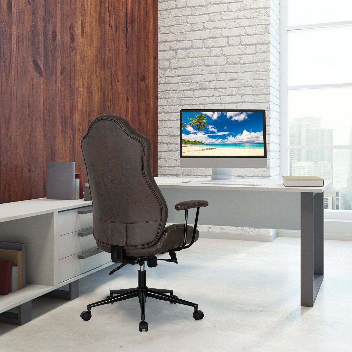 Executive Office Chair with Adjustable High Back and Armrests
