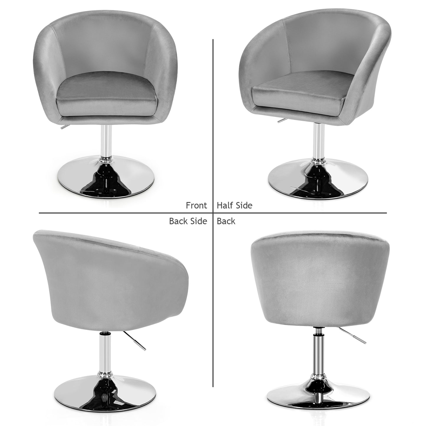 Swivel Accent Chair with Adjustable Height and Round Back