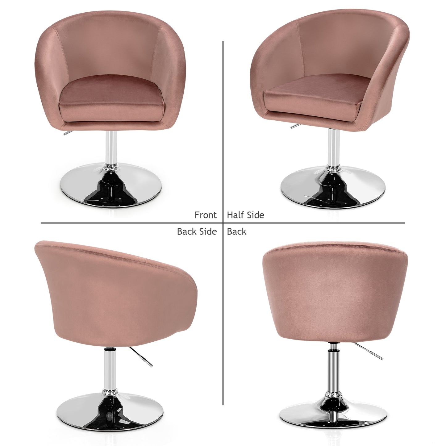 Swivel Accent Chair with Adjustable Height and Round Back