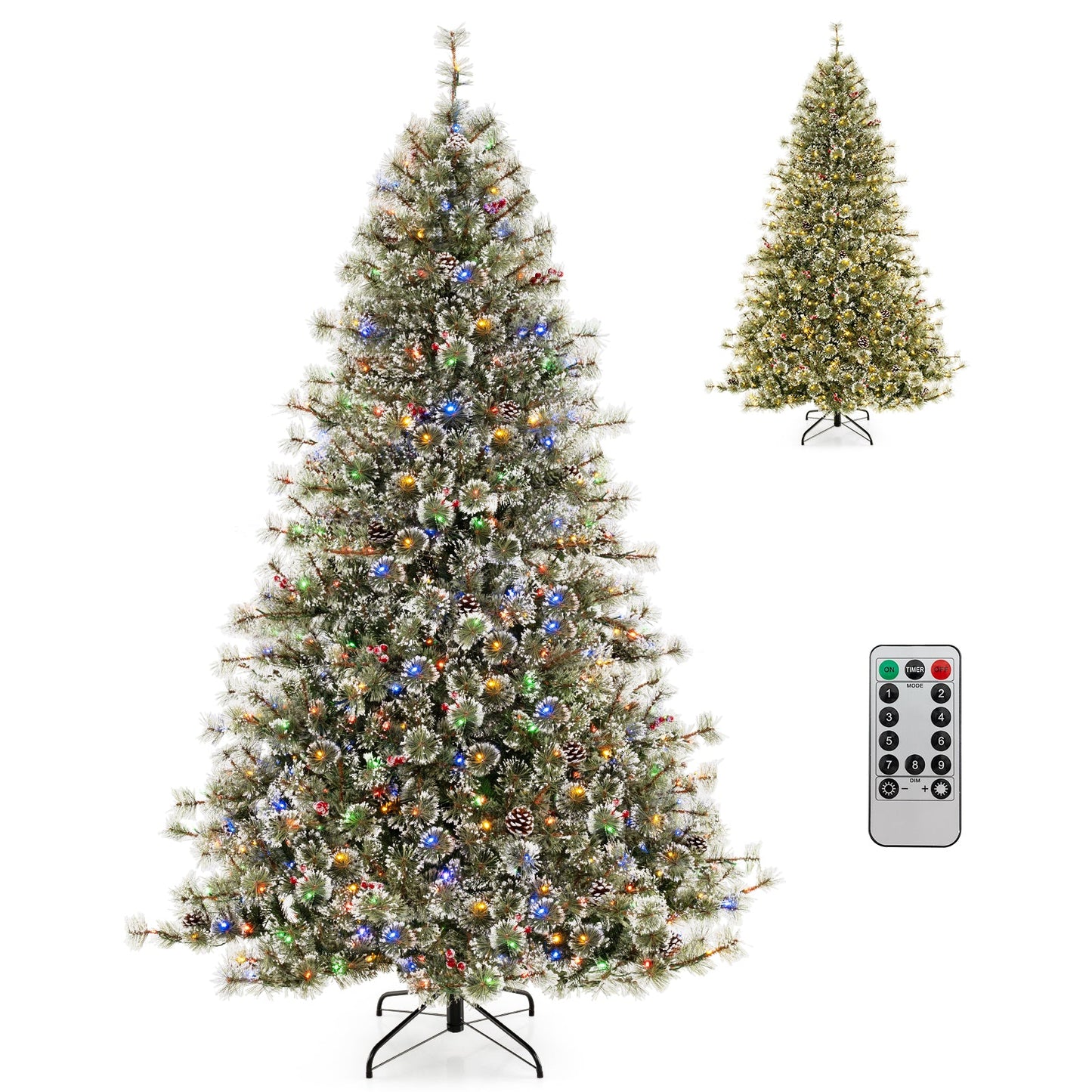 6/7.5/9 FT Artificial Christmas Tree Pre-Lit Hinged Holiday Tree with 360° Quick Power Connector