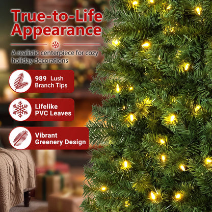 6.3 FT Smart Pencil Christmas Tree with Pre-Lit RGB LED Lights