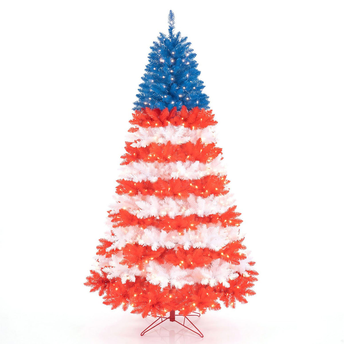 7.5 Feet Artificial Christmas Tree with Warm White LED Lights