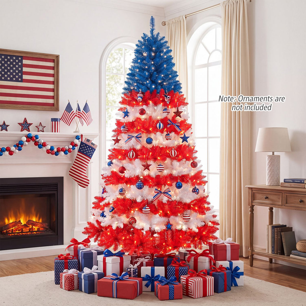 7.5 Feet Artificial Christmas Tree with Warm White LED Lights