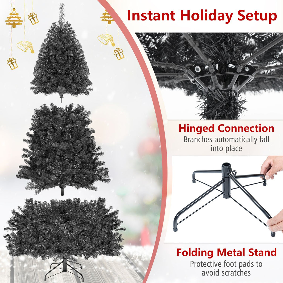 7.5 Feet Hinged Artificial Halloween Christmas Tree