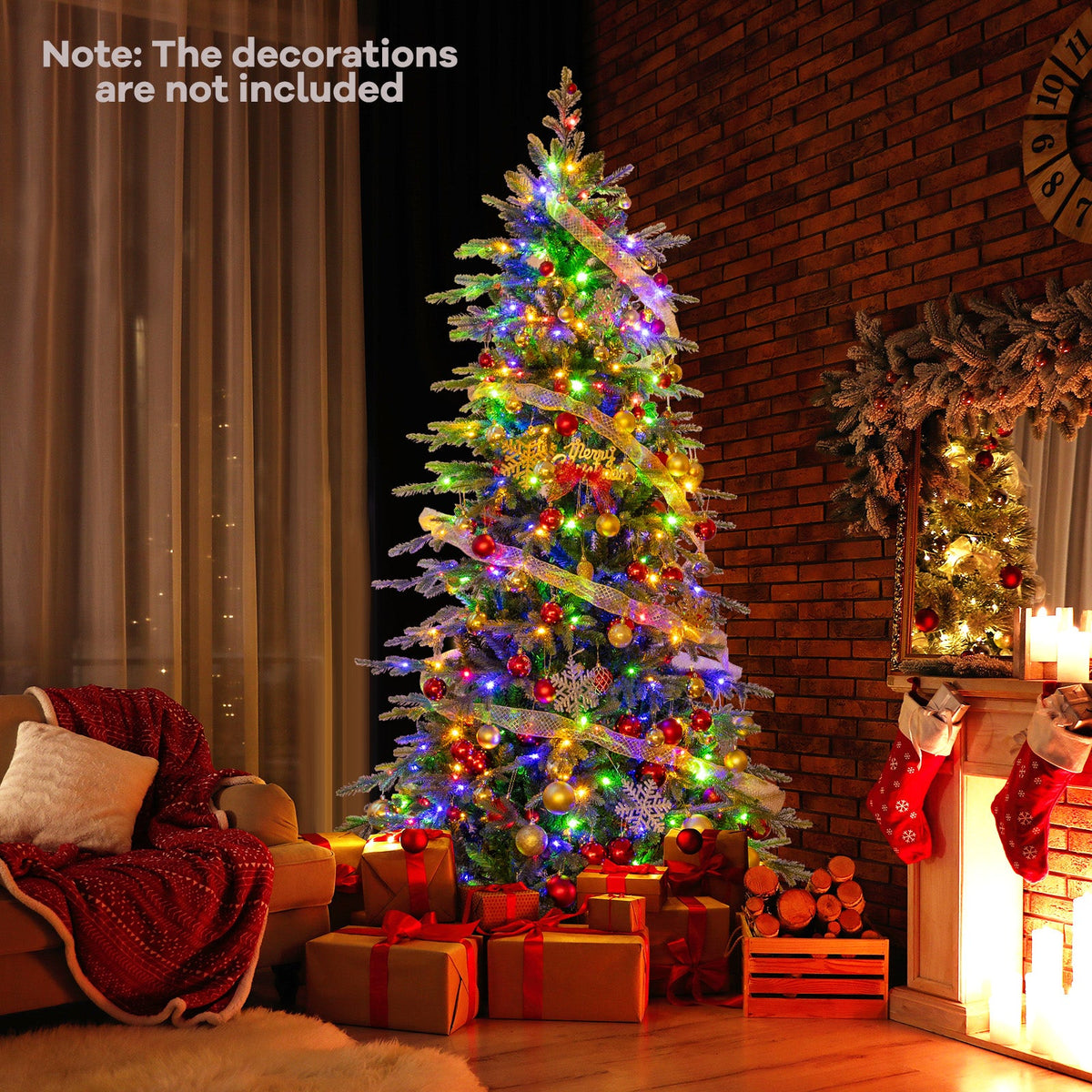 7.5 Feet Pre-Lit Artificial Christmas Tree with Warm White LED Lights
