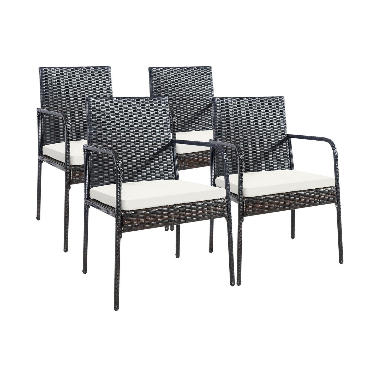 Patio Wicker Dining Chairs Set of 4 with Cushions