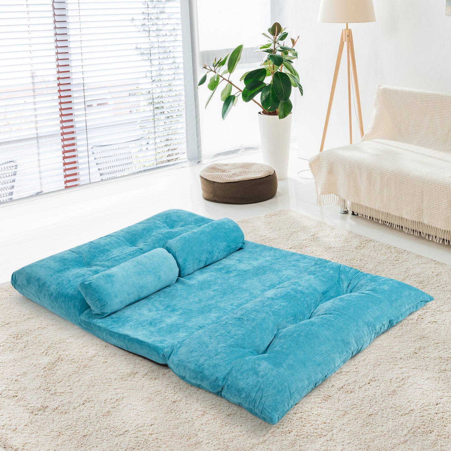 6-Position Adjustable Floor Sofa with 2 Pillows