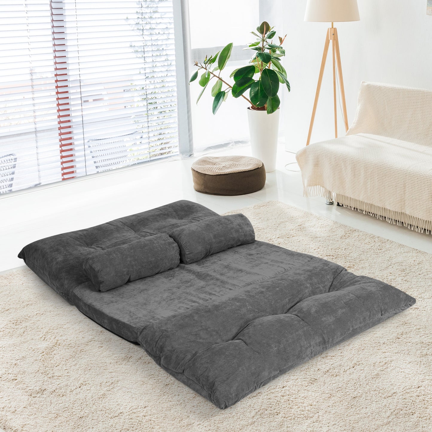 6-Position Adjustable Floor Sofa with 2 Pillows
