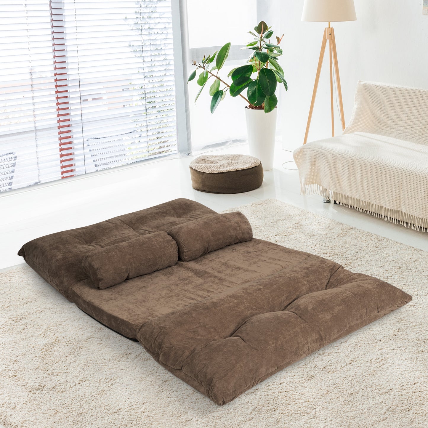 6-Position Adjustable Floor Sofa with 2 Pillows