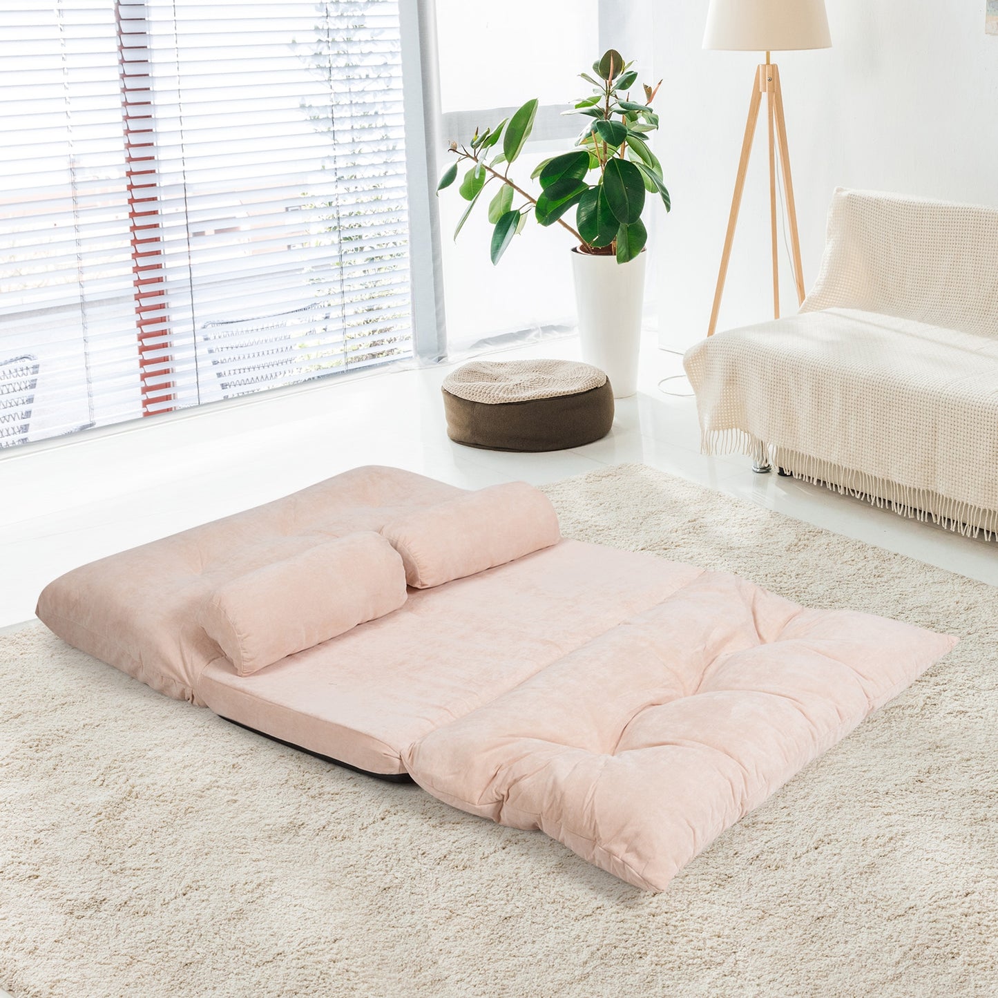 6-Position Adjustable Floor Sofa with 2 Pillows