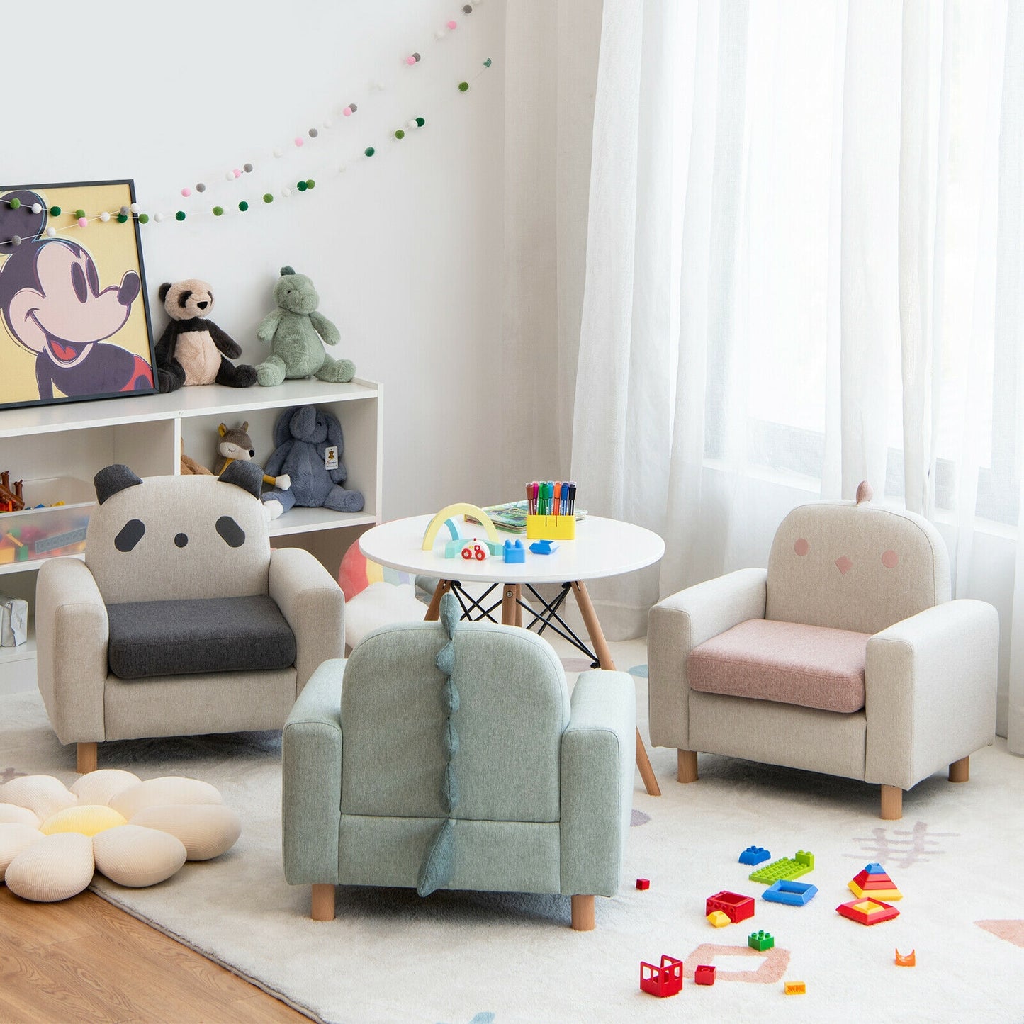 Kids Sofa with Armrests and Thick Cushion