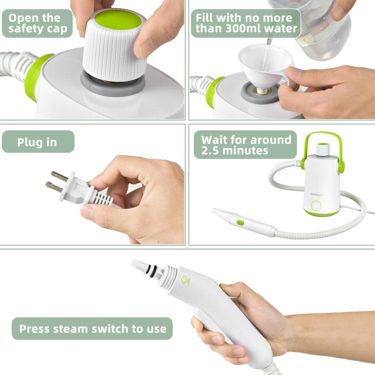1000W Multifunction Portable Hand-held Steam Cleaner with 10 Accessories