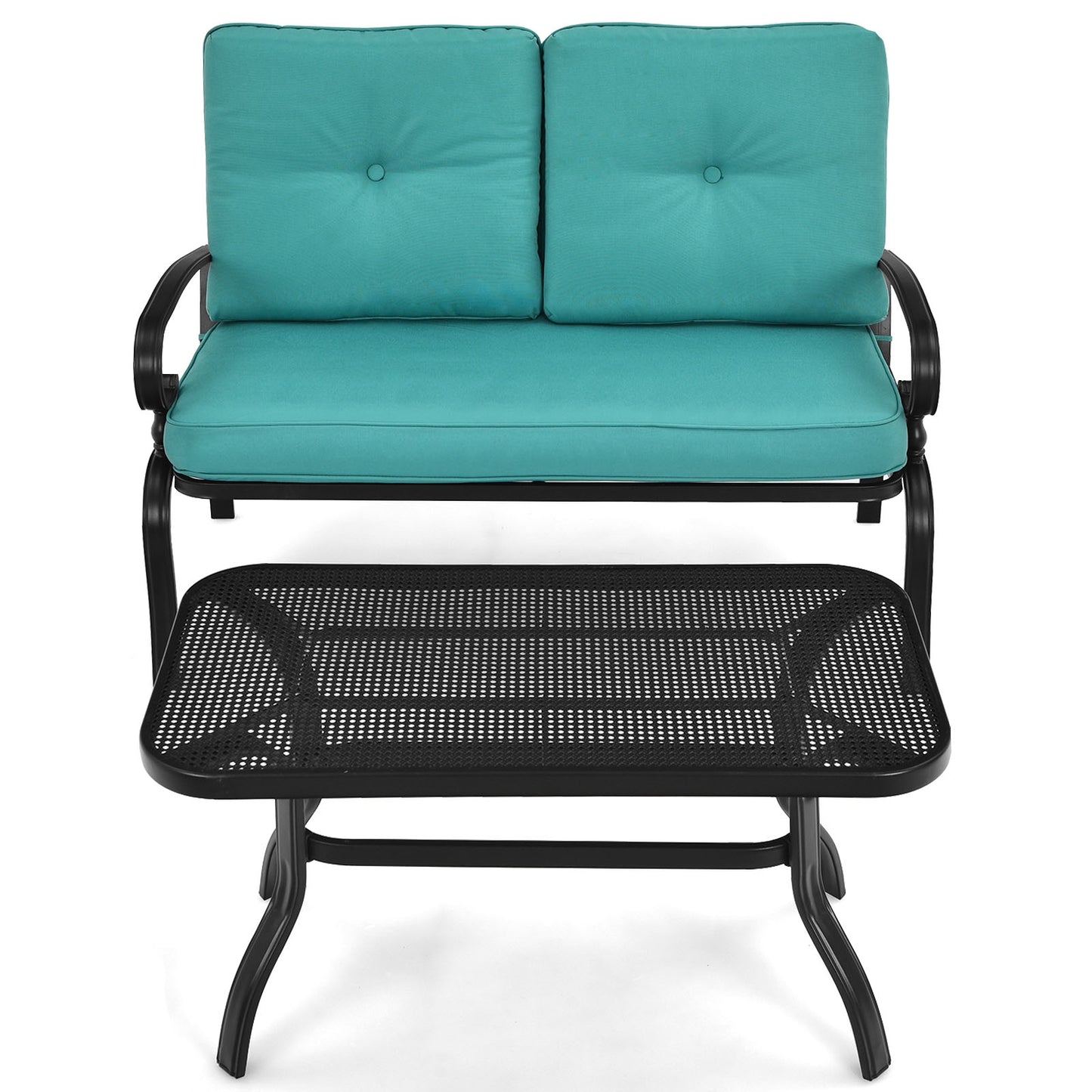 2-Piece Patio Loveseat Set with Cushions and Coffee Table
