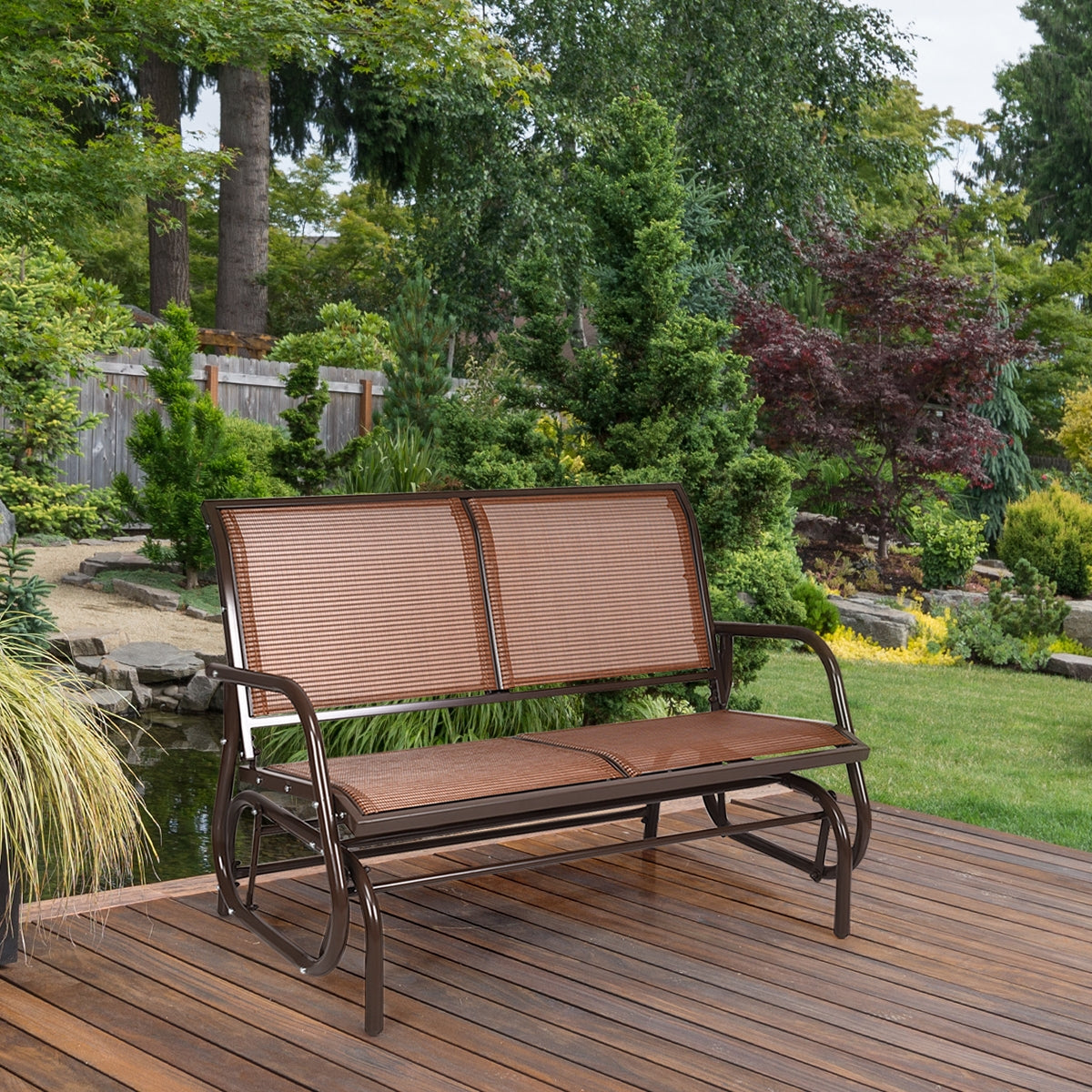 48-Inch Outdoor Glider Loveseat with Steel Frame
