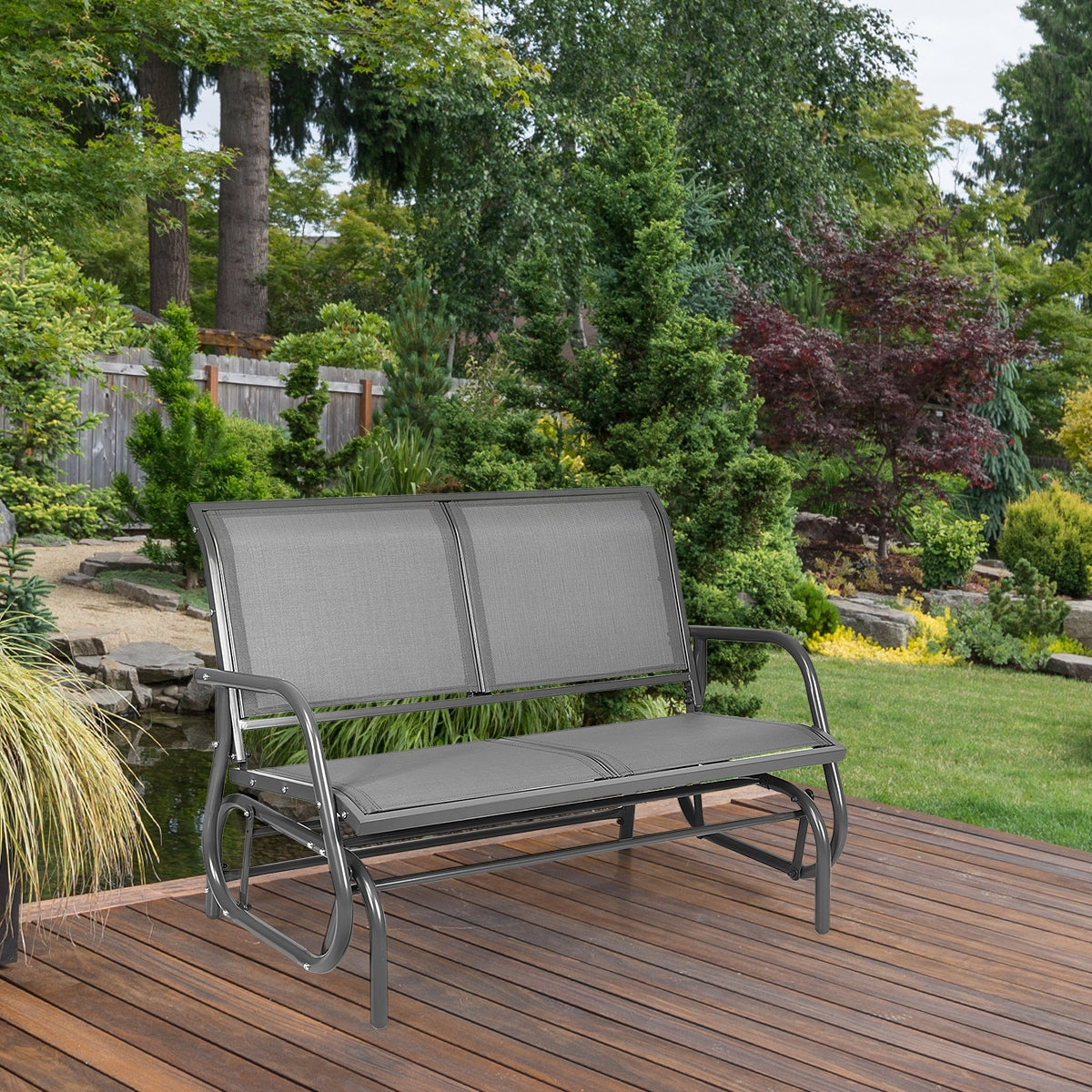 48-Inch Outdoor Glider Loveseat with Steel Frame
