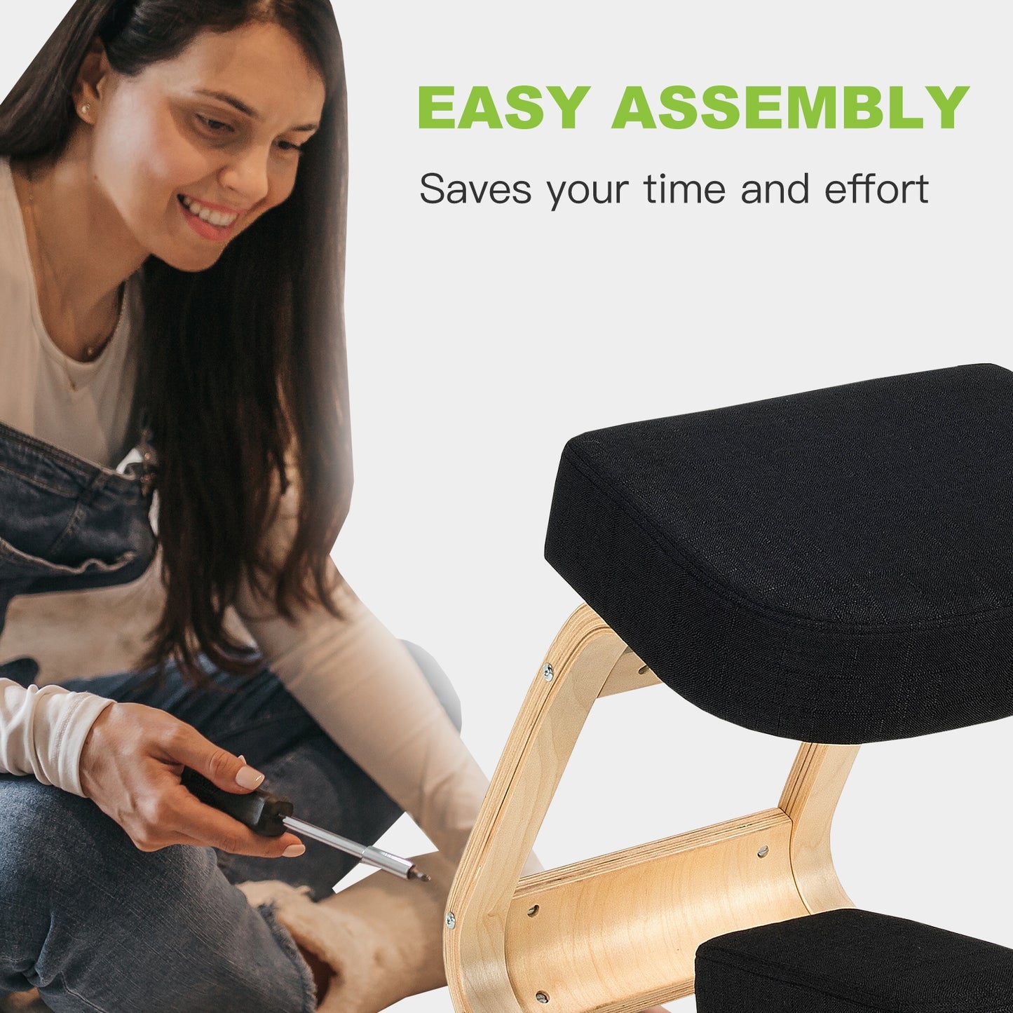 Ergonomic Kneeling Chair with Rocking Base - Gray