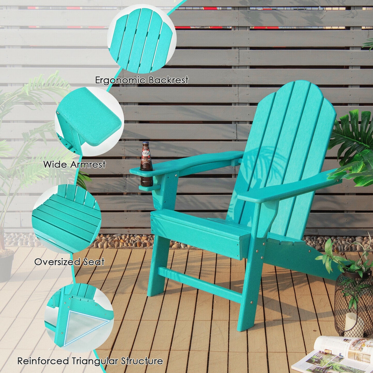 Adirondack Chair with Cup Holder - All-Weather PE