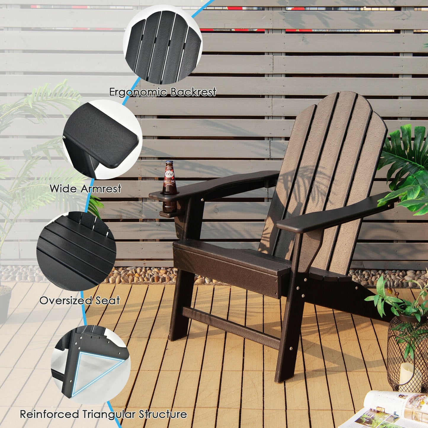 Adirondack Chair with Cup Holder - All-Weather PE
