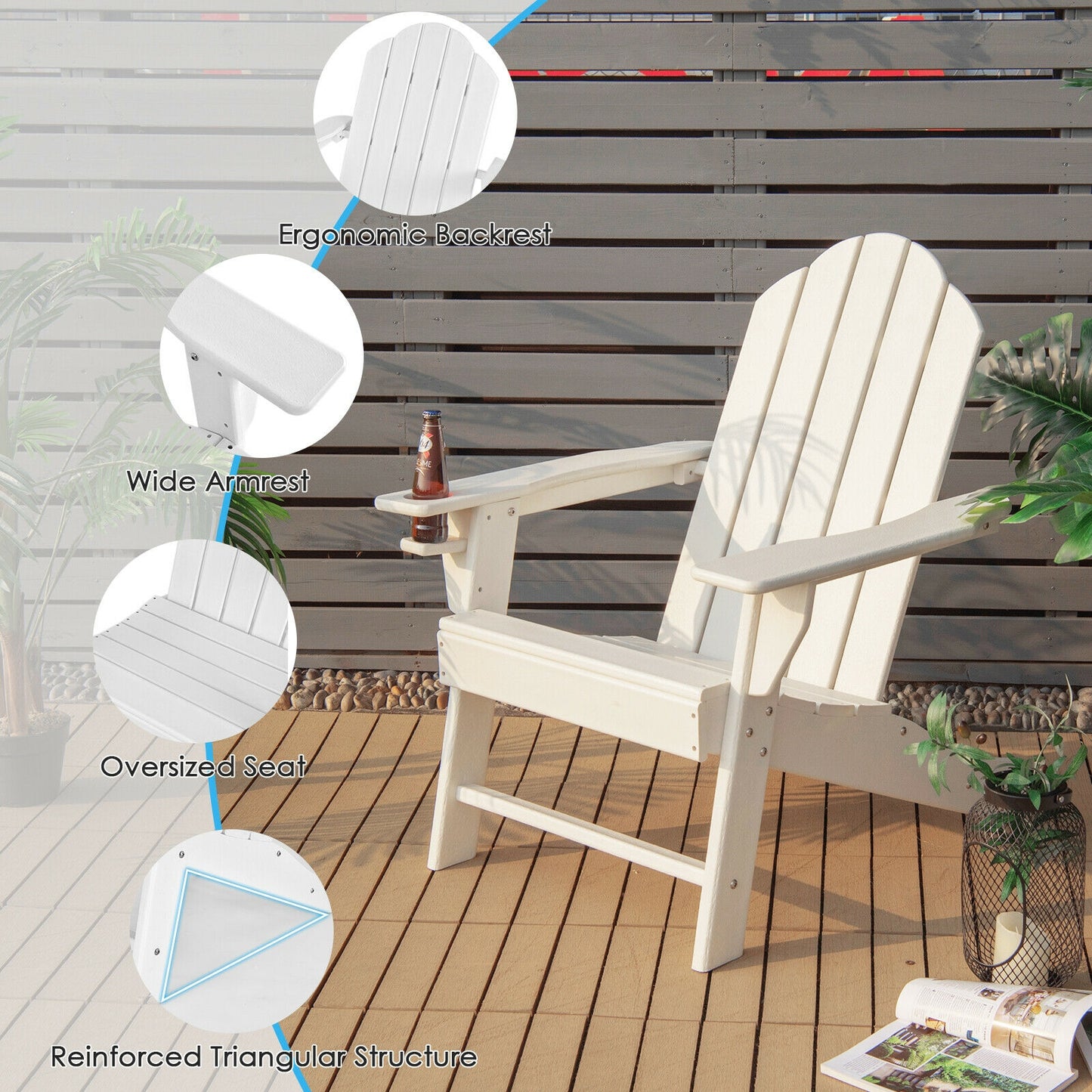 Adirondack Chair with Cup Holder - All-Weather PE