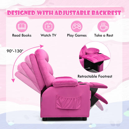 Kids Recliner Chair with Cup Holder and Footrest