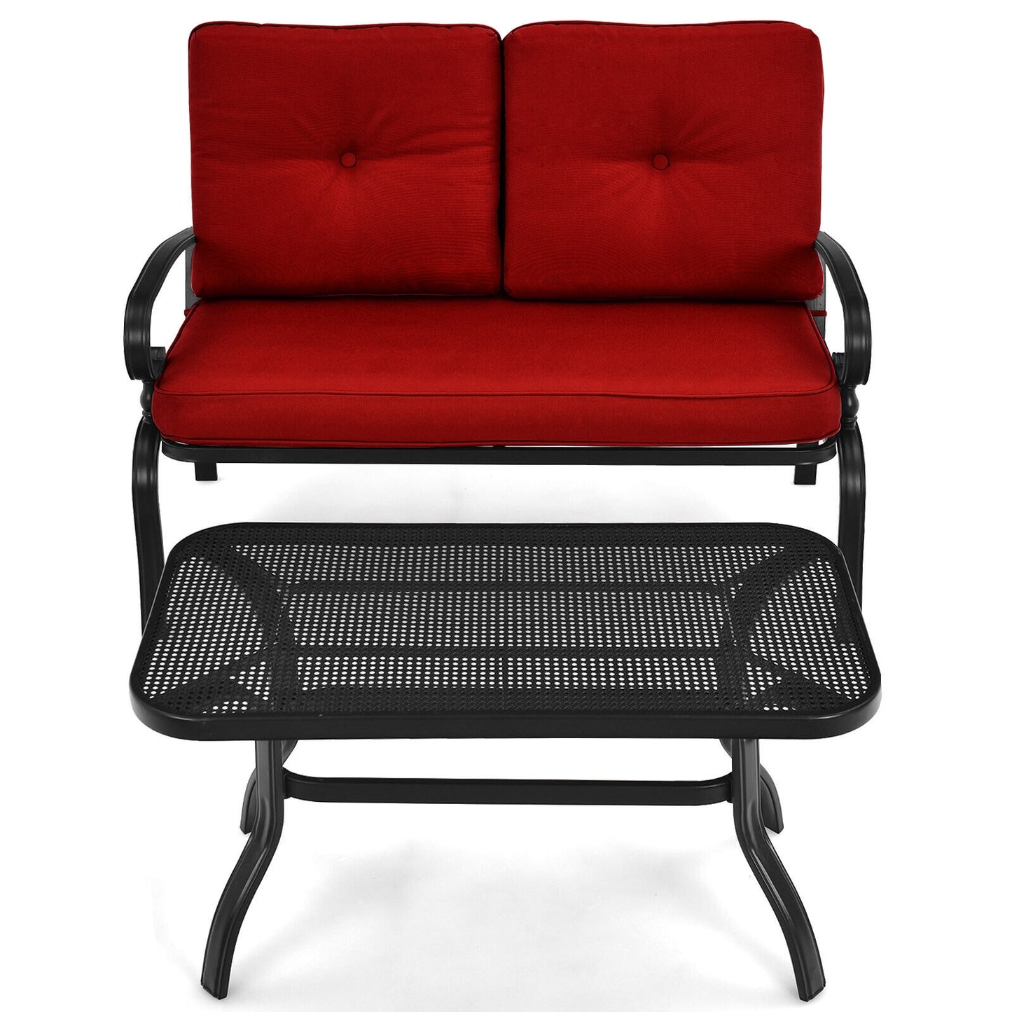 2-Piece Patio Loveseat Set with Cushions and Coffee Table