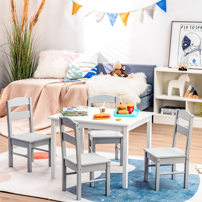 Kids Table and Chair Set - 5 Piece Pine Wood