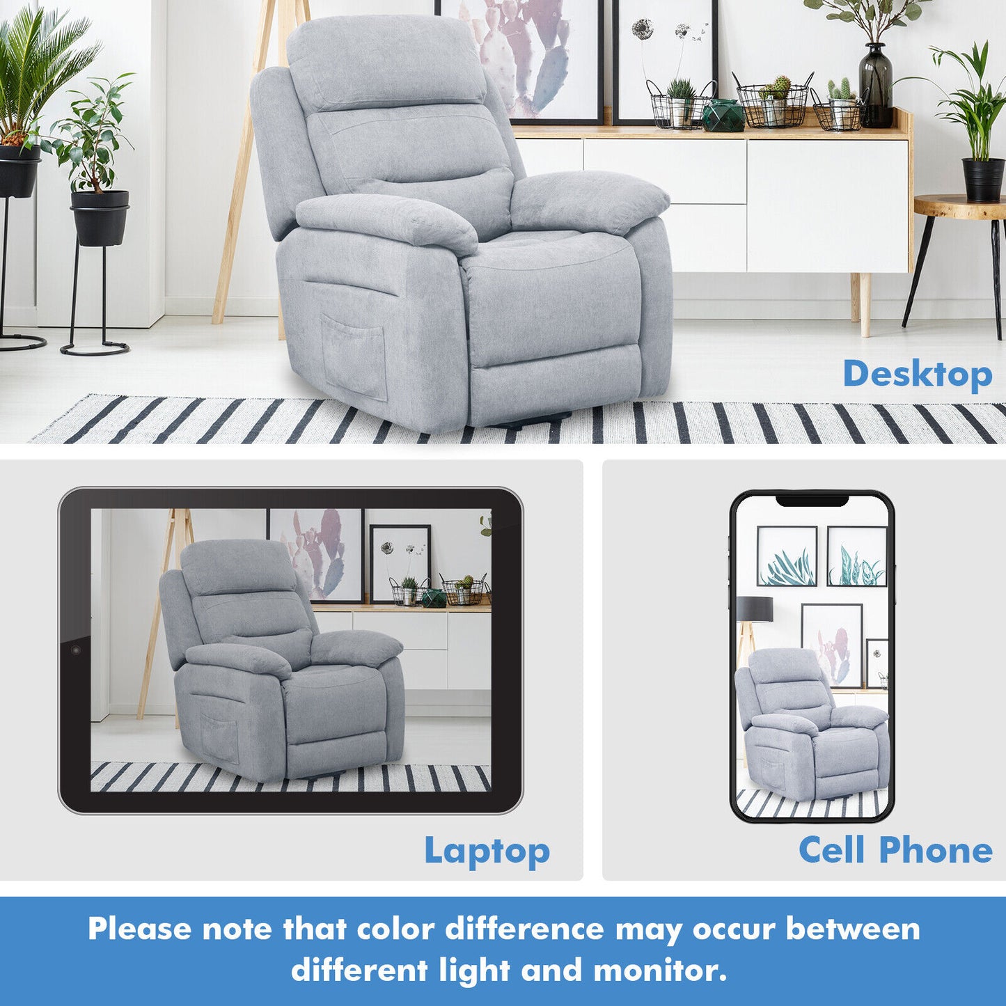 Power Lift Recliner Chair with Remote Control and Side Pocket