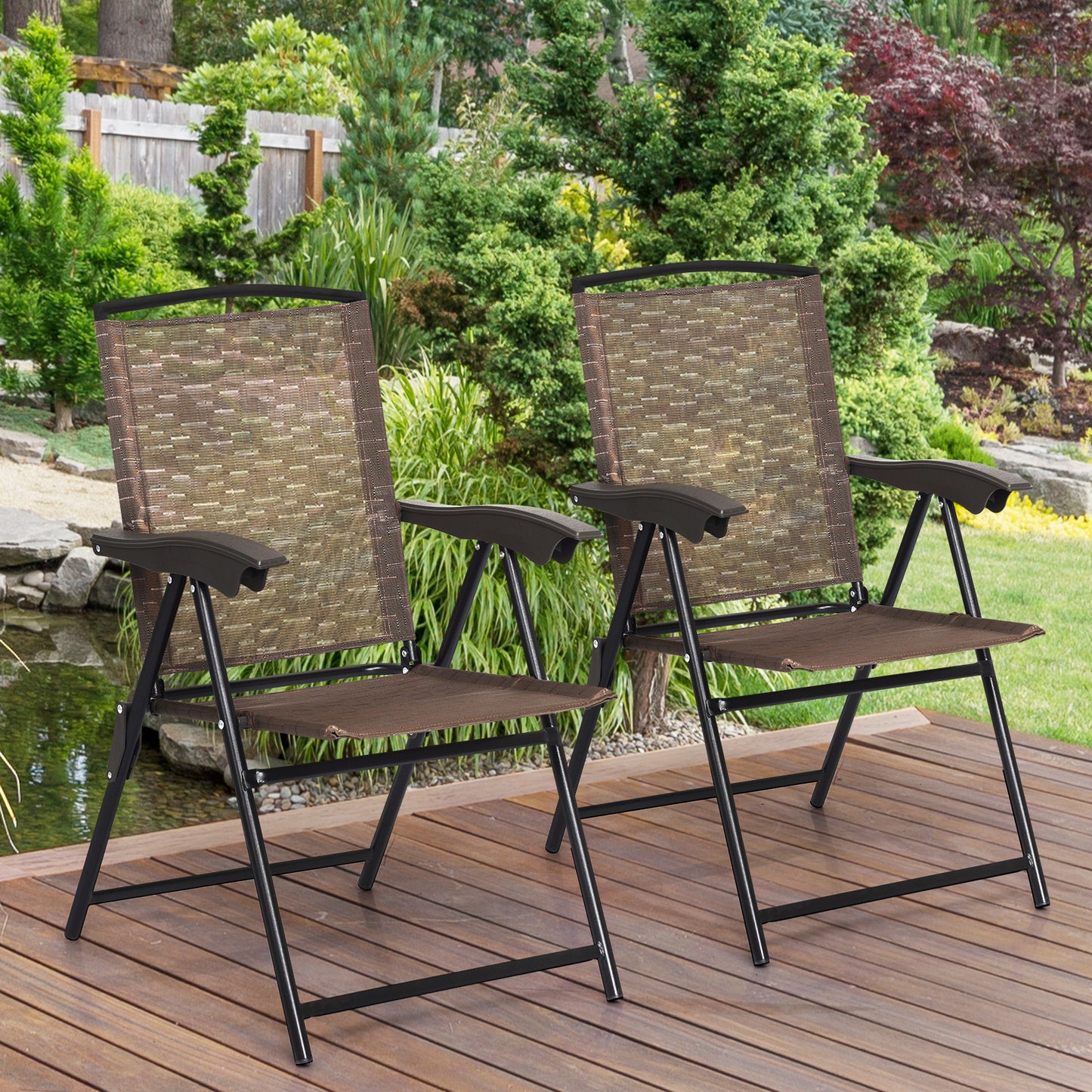 Folding Patio Dining Chairs Set of 4 with Adjustable Backrest