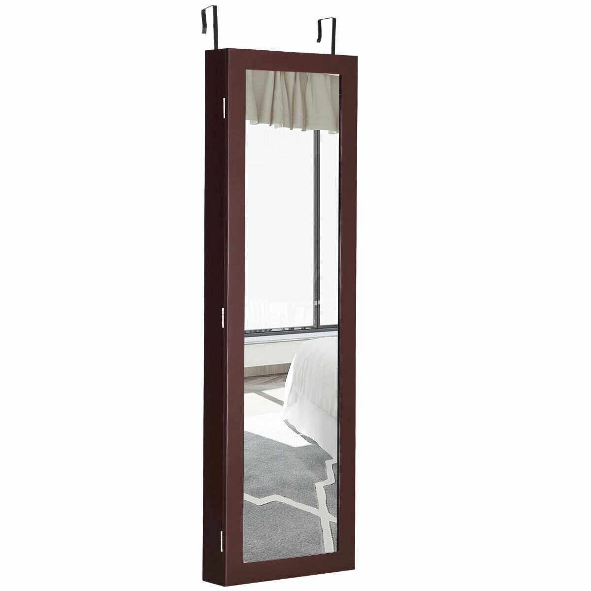 Full Length Mirror Jewelry Cabinet with Wall Mount