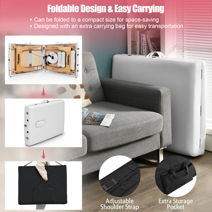 3 Fold Portable Adjustable Massage Table with Carry Case