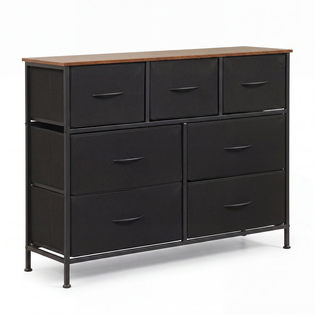 7-Drawer Wide Dresser with Fabric Drawers for Bedroom
