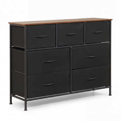 7-Drawer Wide Dresser with Fabric Drawers for Bedroom