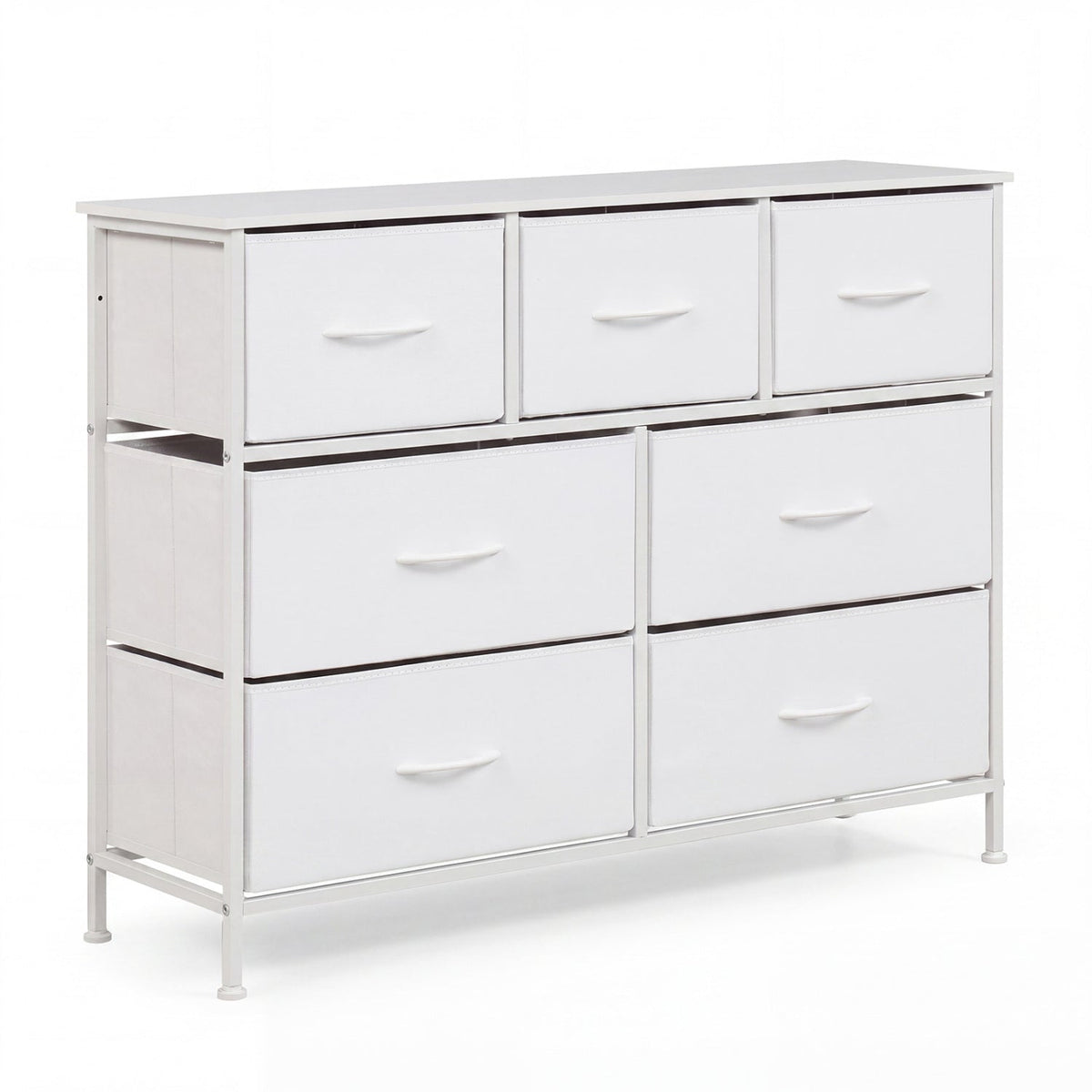 7-Drawer Wide Dresser with Fabric Drawers for Bedroom