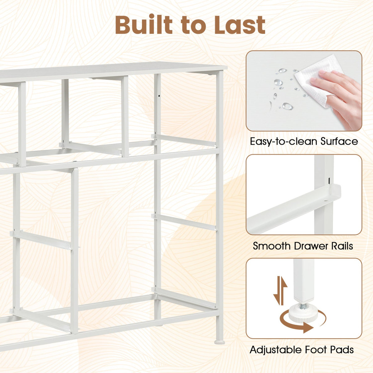 7-Drawer Wide Dresser with Fabric Drawers for Bedroom