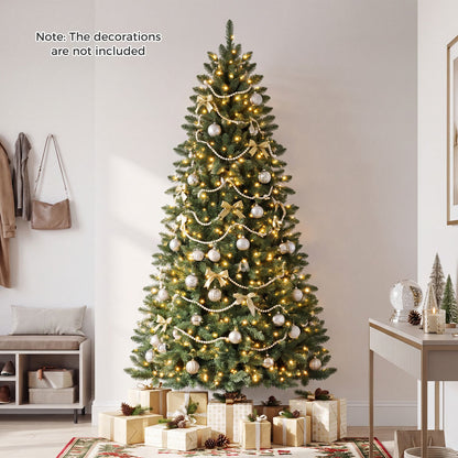 7 FT Artificial Half Christmas Tree Hinged Pre-Lit Xmas Tree