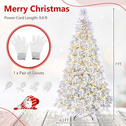 6 FT Pre-Lit Flocked Christmas Tree with LED Lights