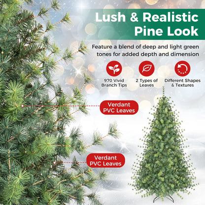 7 FT Pre-Lit Artificial Christmas Tree with 400 Warm and Cool White LED Lights