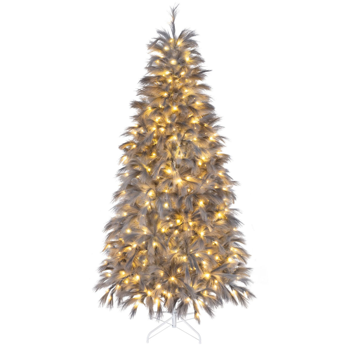 6 FT Pre-Lit Christmas Tree with Feather-Inspired Branch Tips