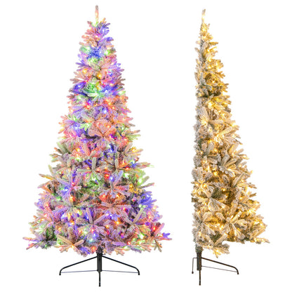7 Feet Half Artificial Christmas Tree with 852 PE & PVC Branch Tips and 9 Modes-M