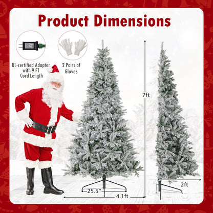 7 Feet Half Artificial Christmas Tree with 852 PE & PVC Branch Tips and 9 Modes-M