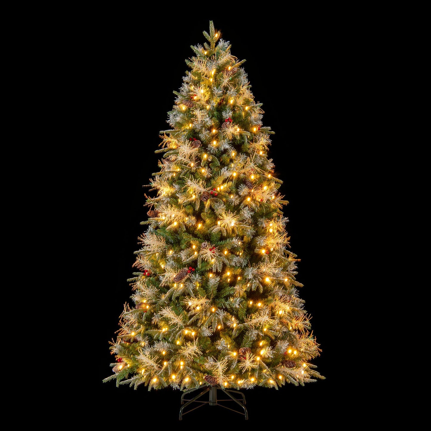 5 Feet Pre-Lit Artificial Christmas Tree with 8 Modes LED Lights with Berries