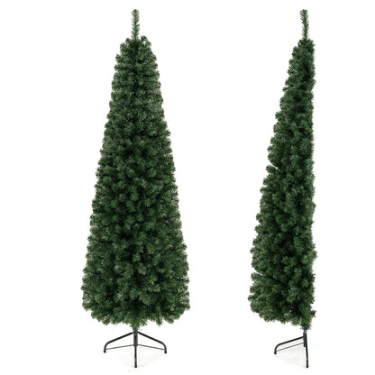 7 Feet Prelit Half-Shape Christmas Tree with 8 Lighting Modes
