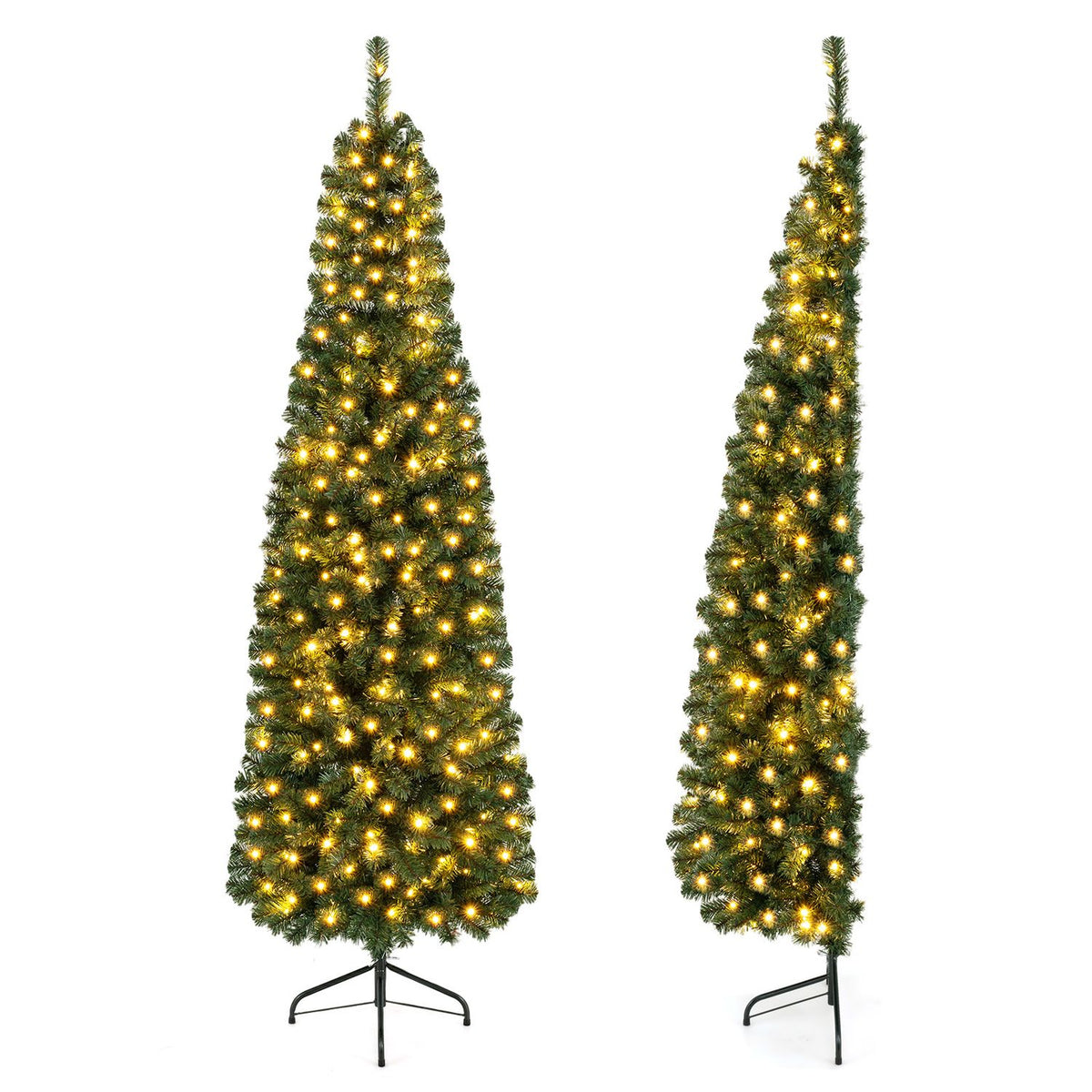 7 Feet Prelit Half-Shape Christmas Tree with 8 Lighting Modes