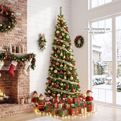 7 Feet Prelit Half-Shape Christmas Tree with 8 Lighting Modes