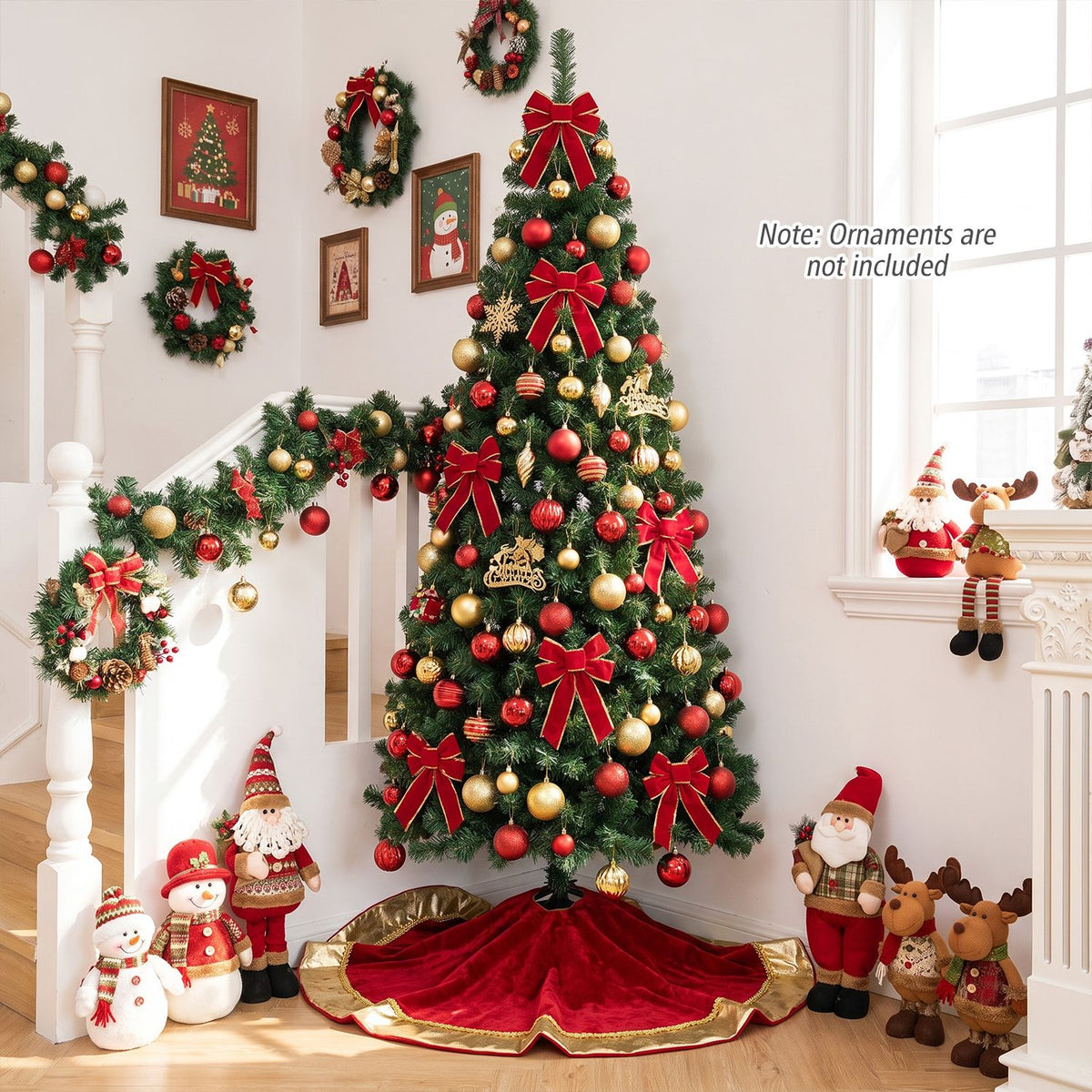 7 Feet Prelit Half-Shape Christmas Tree with 8 Lighting Modes