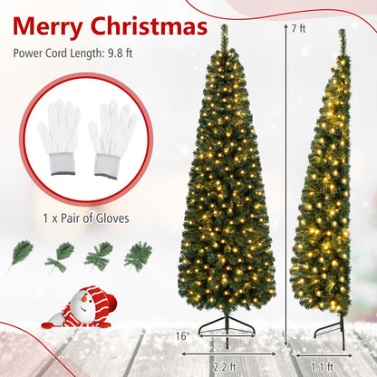 7 Feet Prelit Half-Shape Christmas Tree with 8 Lighting Modes