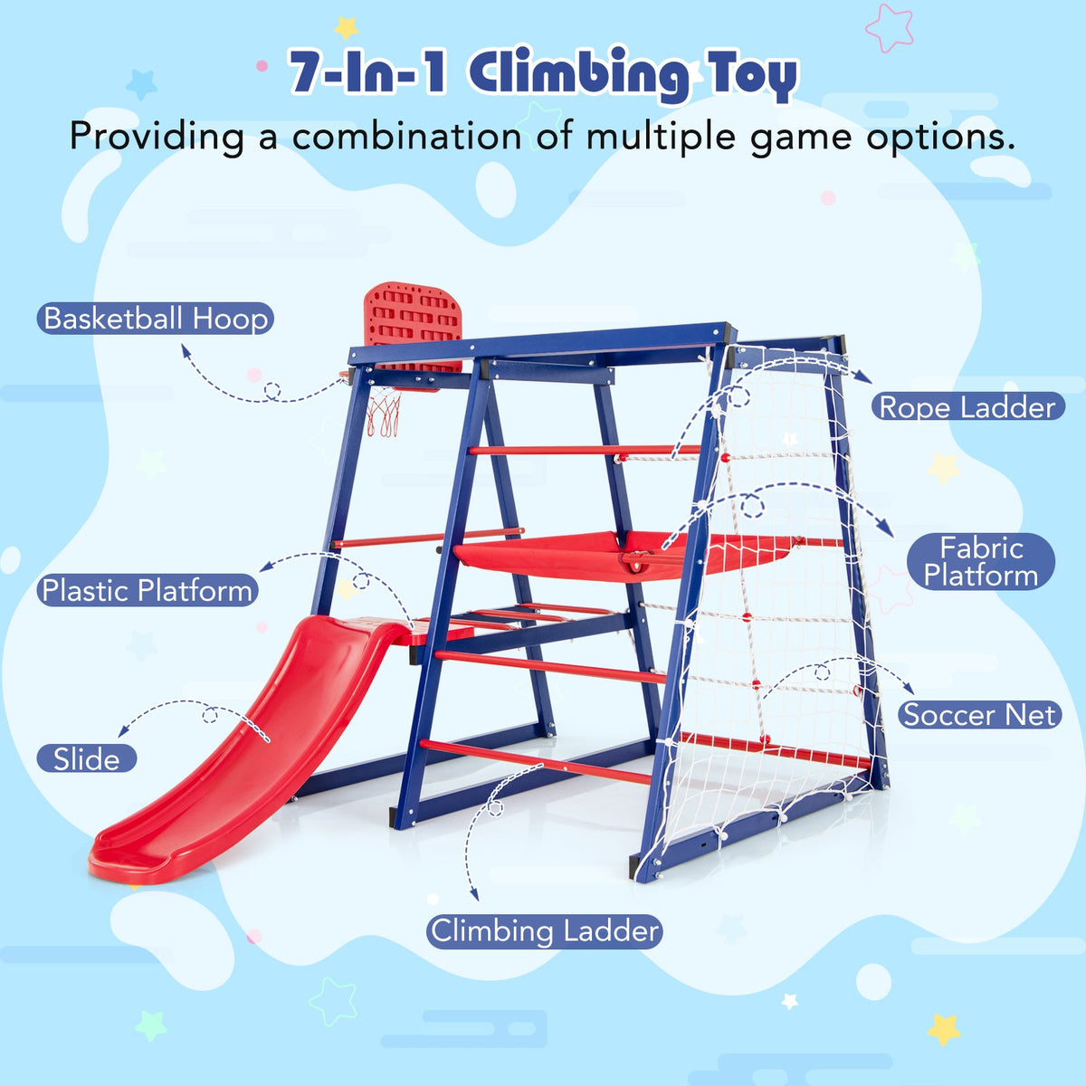 7-In-1 Metal Toddler Climbing Toys for 3-7 Years Old