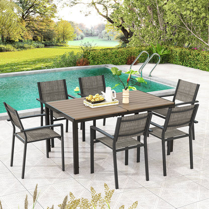7-Piece Outdoor Patio Dining Set with Stackable Chairs