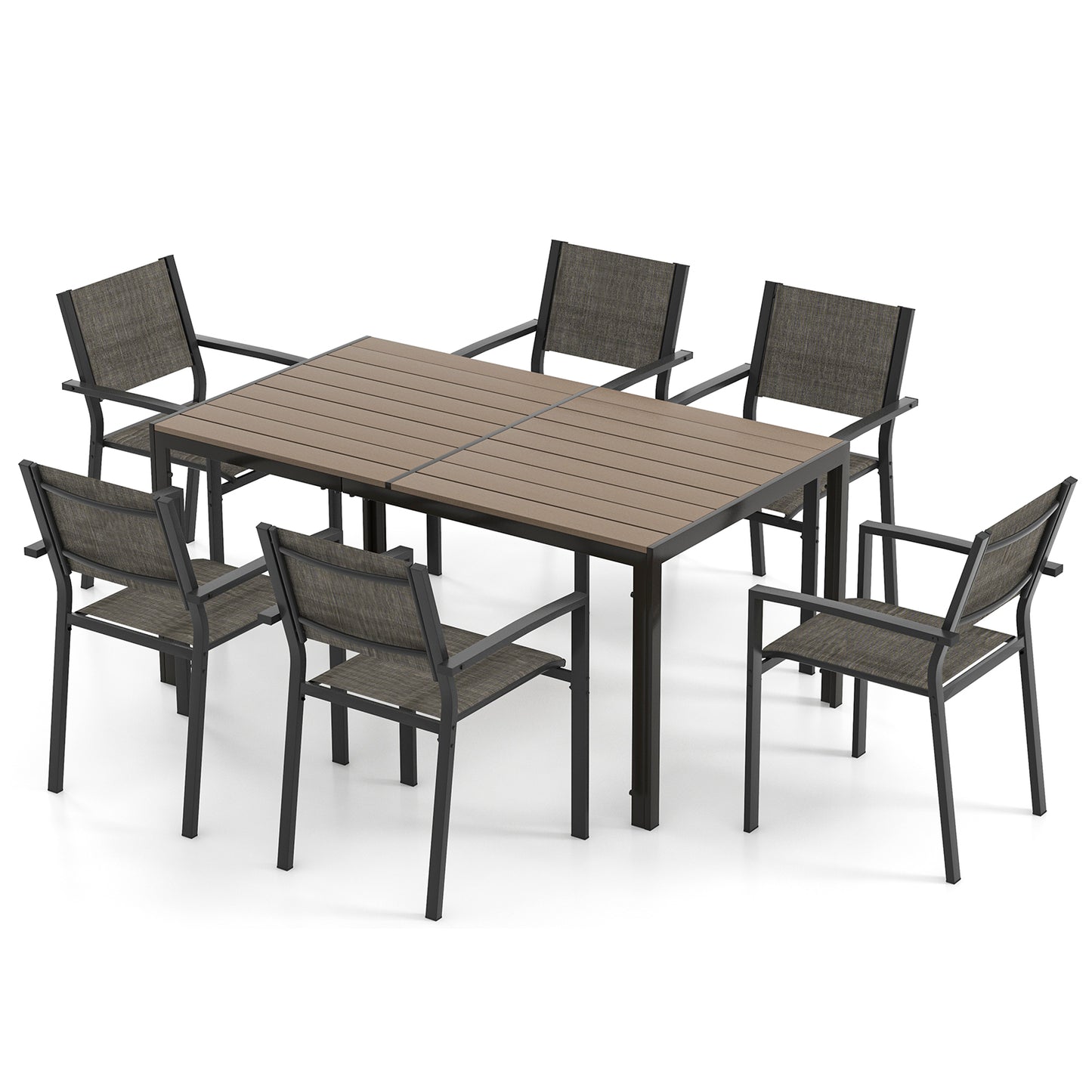 7-Piece Outdoor Patio Dining Set with Stackable Chairs